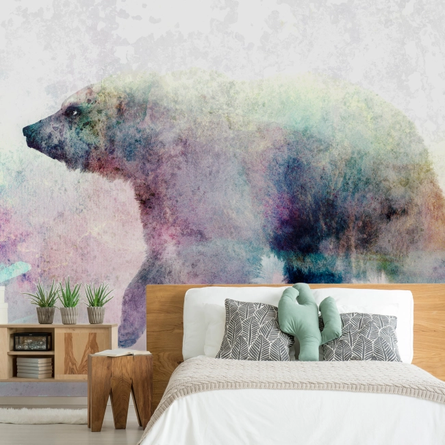 Fototapeta - zwierzęta kolorowy samotny niedźwiedź